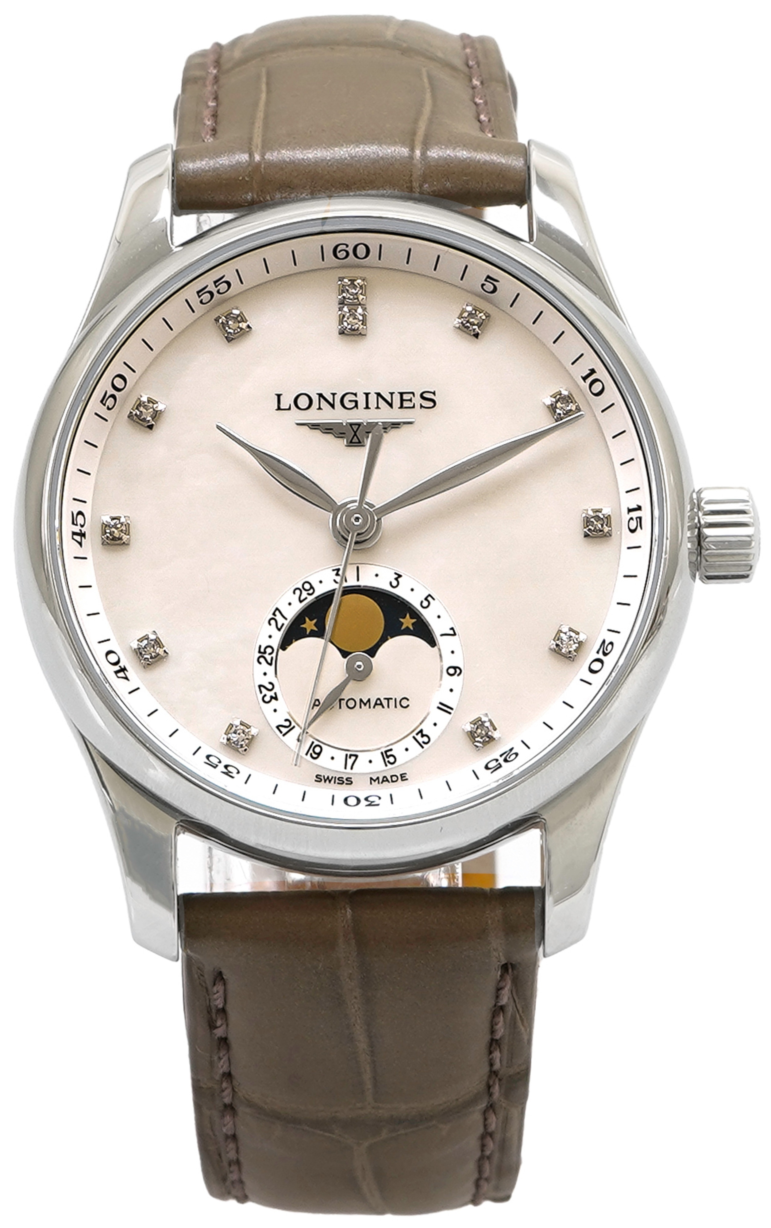 Longines Damklocka L2.409.4.87.4 Master Vit/Läder Ø34 mm - Longines