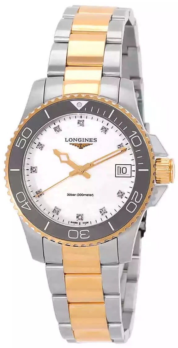 Longines Damklocka L3.370.3.87.6 Hydroconquest Vit/Guldtonat stål - Longines