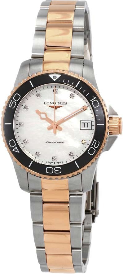 Longines Damklocka L3.370.3.89.6 Hydroconquest Vit/Roséguldstonat - Longines