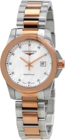 Longines Damklocka L3.376.3.88.7 Conquest Ladies Vit/Roséguldstonat - Longines