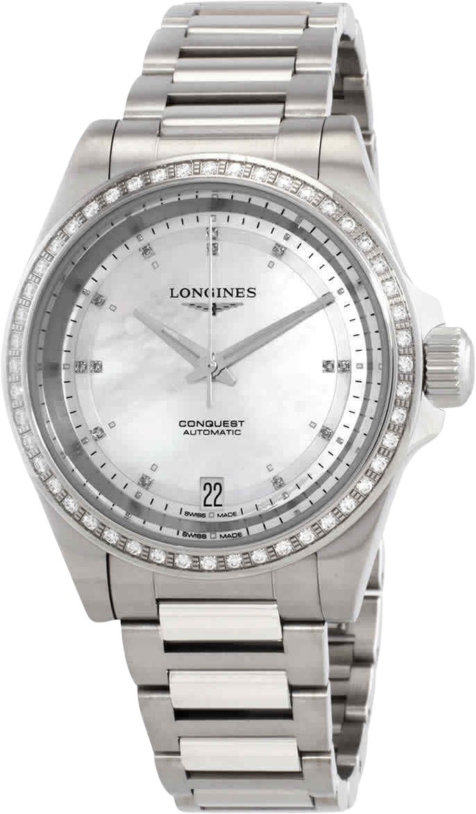 Longines Damklocka L3.430.0.87.6 Conquest Vit/Stål Ø34 mm - Longines