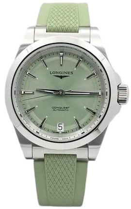 Longines Damklocka L3.430.4.02.9 Conquest Grön/Gummi Ø34 mm - Longines