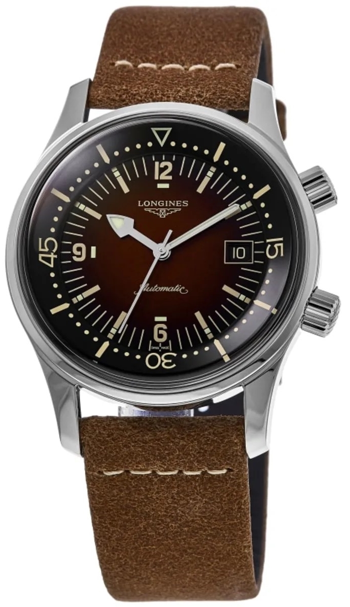 Longines Herrklocka L3.774.4.60.2 Legend Diver Brun/Läder Ø42 mm - Longines