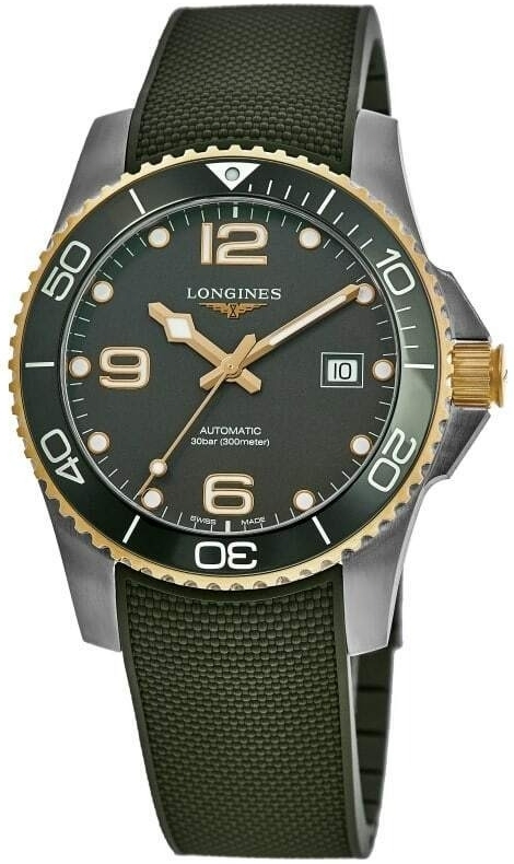 Longines Herrklocka L3.781.3.06.9 HydroConquest Grön/Gummi Ø41 mm - Longines