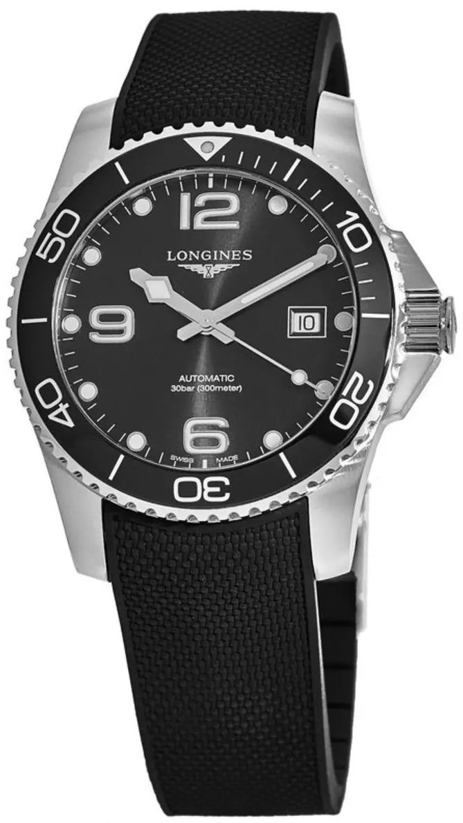Longines Herrklocka L3.781.4.56.9 Hydroconquest Svart/Gummi Ø41 mm - Longines