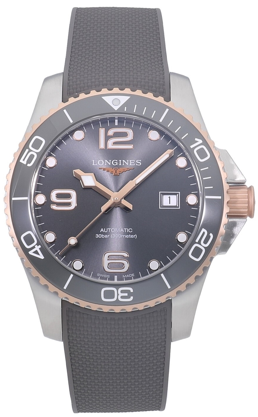 Longines Herrklocka L3.782.3.78.9 HydroConquest Grå/Gummi Ø43 mm - Longines