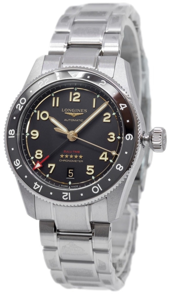 Longines Herrklocka L3.802.1.53.6 Spirit Zulu Time Svart/Titan Ø39 mm - Longines