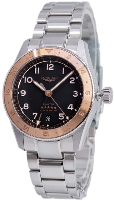 Longines Herrklocka L3.803.5.53.6 Spirit Zulu Time Svart/Stål Ø39 mm