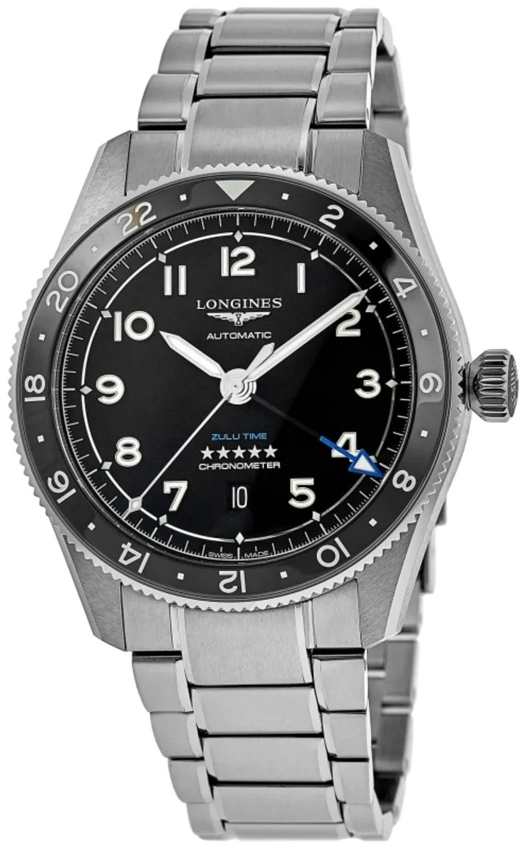 Longines Herrklocka L3.812.4.53.6 Spirit Zulu Time Svart/Stål Ø42 mm - Longines