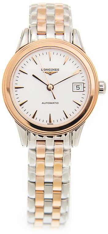 Longines Damklocka L4.274.3.92.7 Flagship Vit/Roséguldstonat stål - Longines