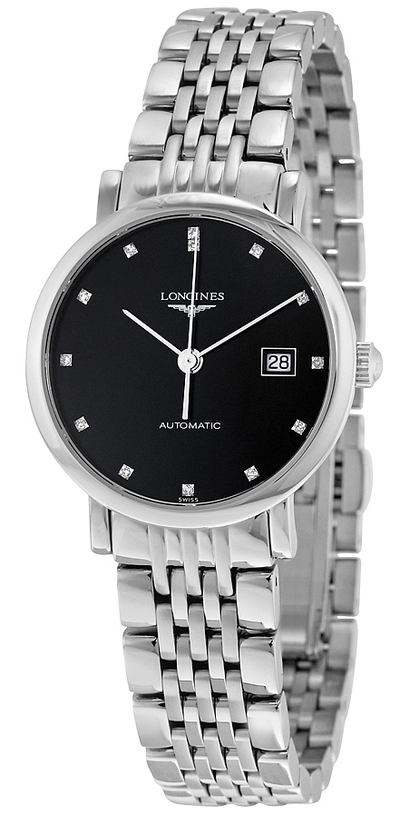 Longines Damklocka L4.310.4.57.6 Elegant Svart/Stål Ø29 mm - Longines