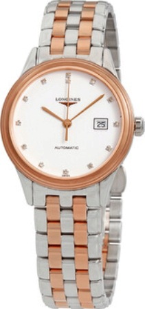 Longines Damklocka L4.374.3.99.7 Flagship Vit/Roséguldstonat stål - Longines