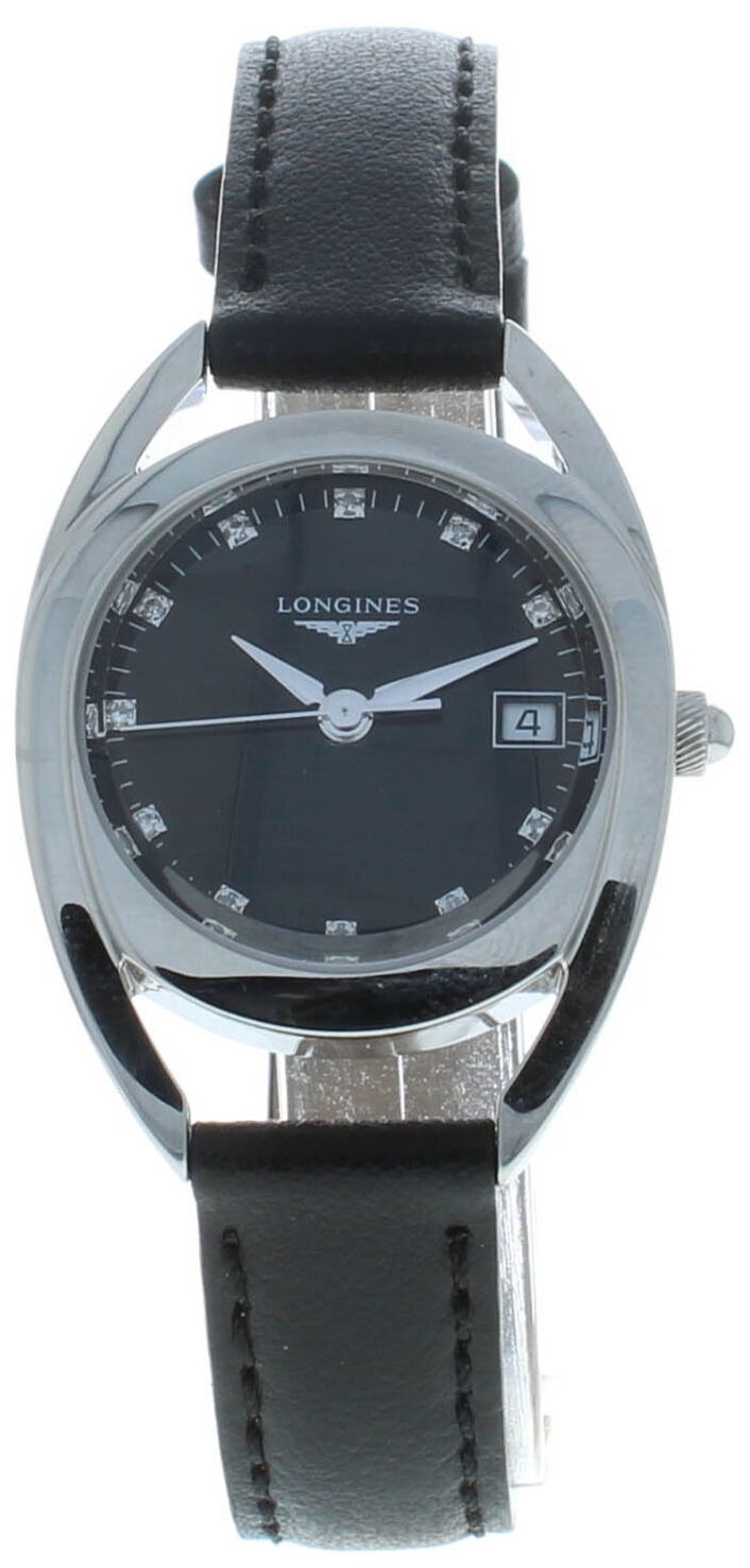 Longines Damklocka L6.136.4.57.0 Equestrian Svart/Läder Ø26 mm - Longines
