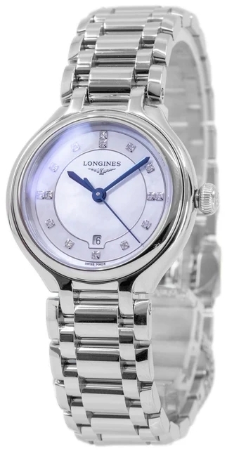 Longines Damklocka L8.142.4.87.6 Primaluna Vit/St&aring;l &Oslash;30 mm