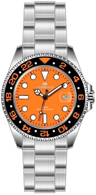 Lorenz Herrklocka 21066EE Classic Orange/Stål Ø43 mm - Lorenz