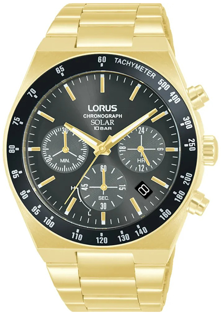 Lorus Herrklocka RZ528AX9 Sports Svart/Gulguldtonat stål Ø43.8 mm
