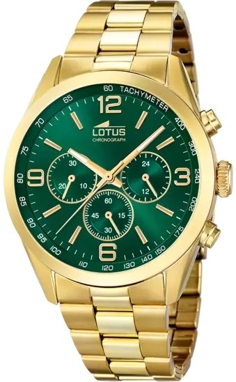 Lotus Herrklocka 18153/B Classic Grön/Guldtonat stål Ø43 mm - Lotus
