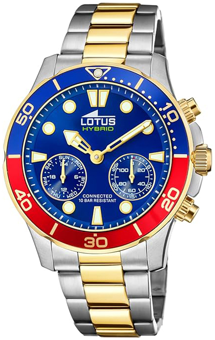 Lotus Herrklocka 18801/3 Connected Blå/Gulguldtonat stål Ø44.5 mm - Lotus
