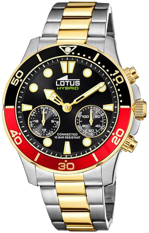 Lotus Herrklocka 18801/4 Connected Svart/Gulguldtonat stål Ø44.5 mm - Lotus