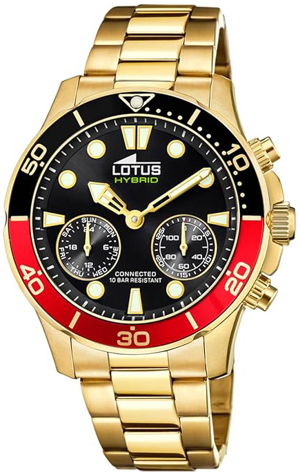 Lotus Herrklocka 18802/4 Connected Svart/Gulguldtonat stål Ø44.5 mm - Lotus