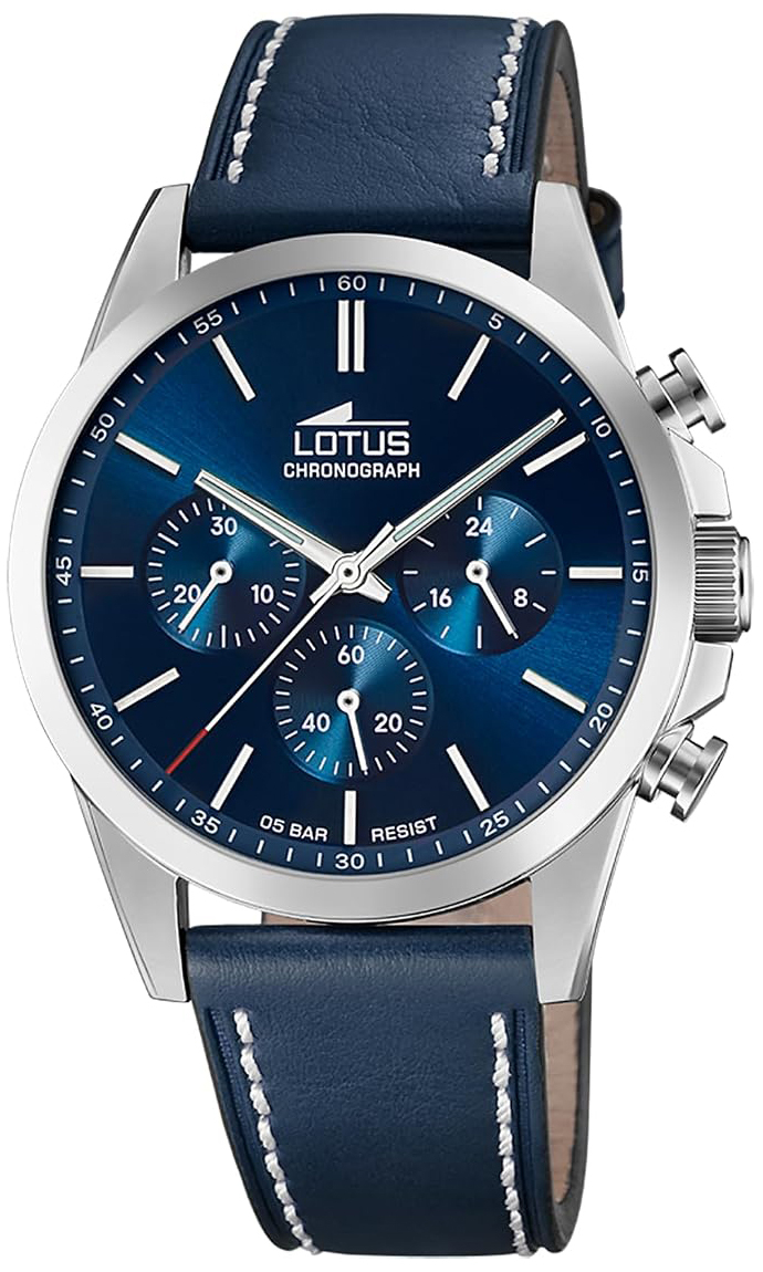 Lotus Herrklocka 18990/2 Chrono Bl&aring;/L&auml;der &Oslash;41 mm
