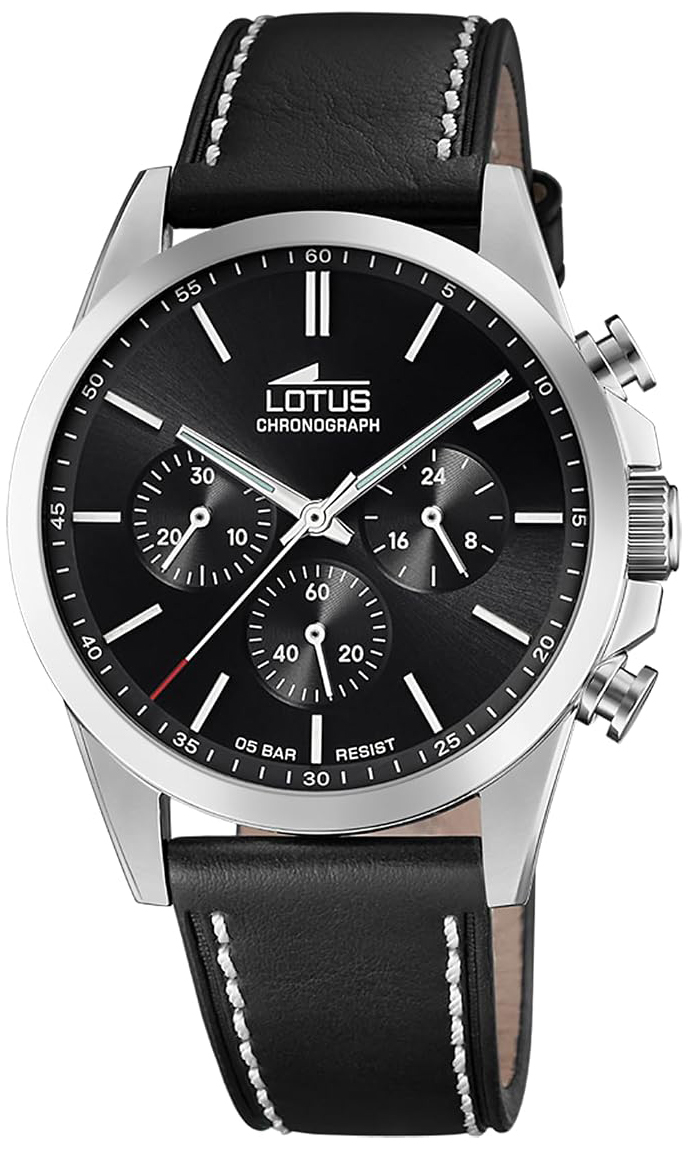 Lotus Herrklocka 18990/4 Chrono Svart/L&auml;der &Oslash;41 mm
