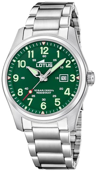 Lotus Herrklocka 19054/3 Minimalist Gr&ouml;n/St&aring;l &Oslash;42 mm