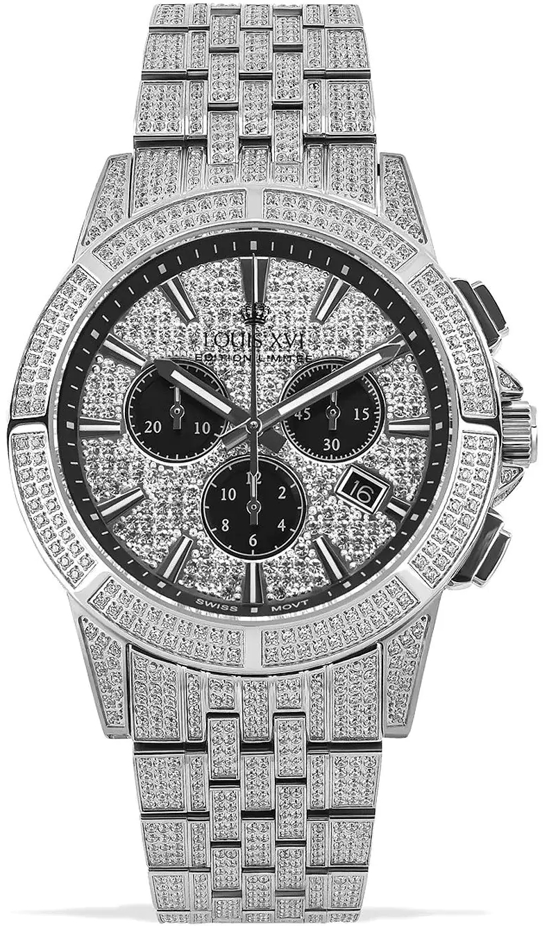 Louis XVI Herrklocka LXVI1122 Majeste Iced Out Stål Ø43 mm - Louis XVI