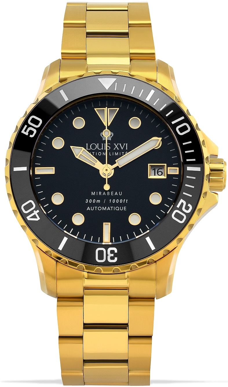 Louis XVI Herrklocka LXVI1401 Mirabeau Svart/Gulguldtonat stål Ø41 - Louis XVI