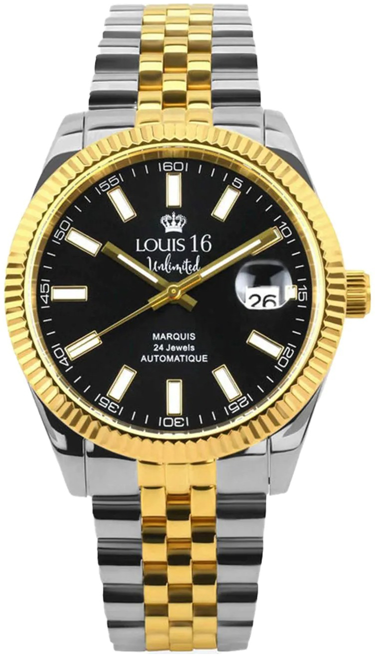 Louis XVI Herrklocka LXVI3040 Marquis Svart/Gulguldtonat st&aring;l &Oslash;42 mm