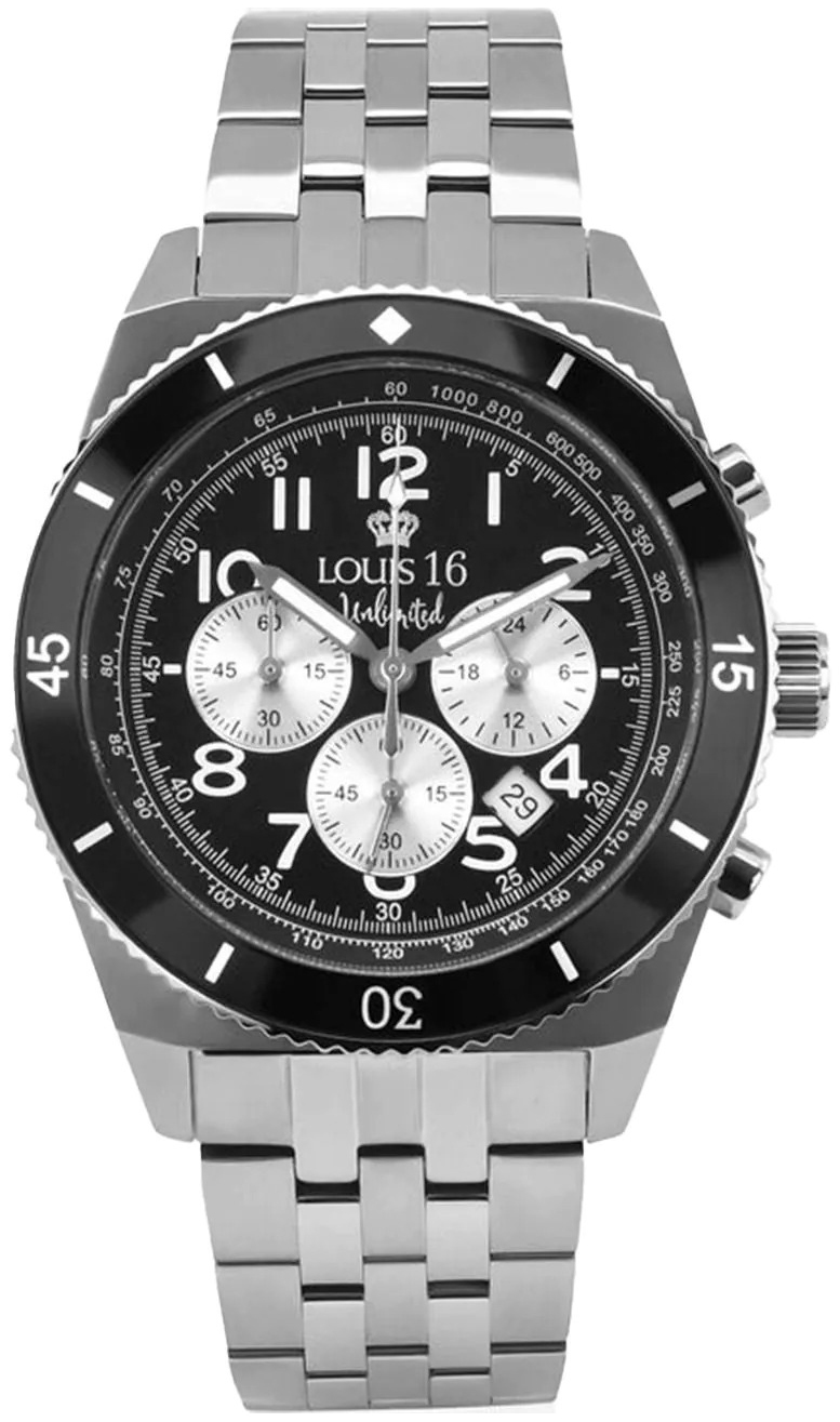 Louis XVI Herrklocka LXVI3220 Destrier Chrono Svart/St&aring;l &Oslash;43 mm