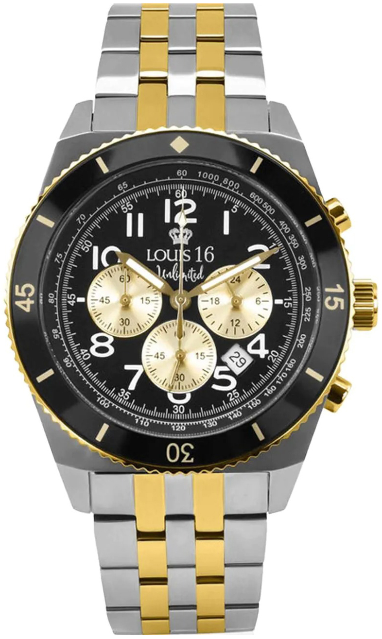 Louis XVI Herrklocka LXVI3240 Destrier Chrono Svart/Gulguldtonat
