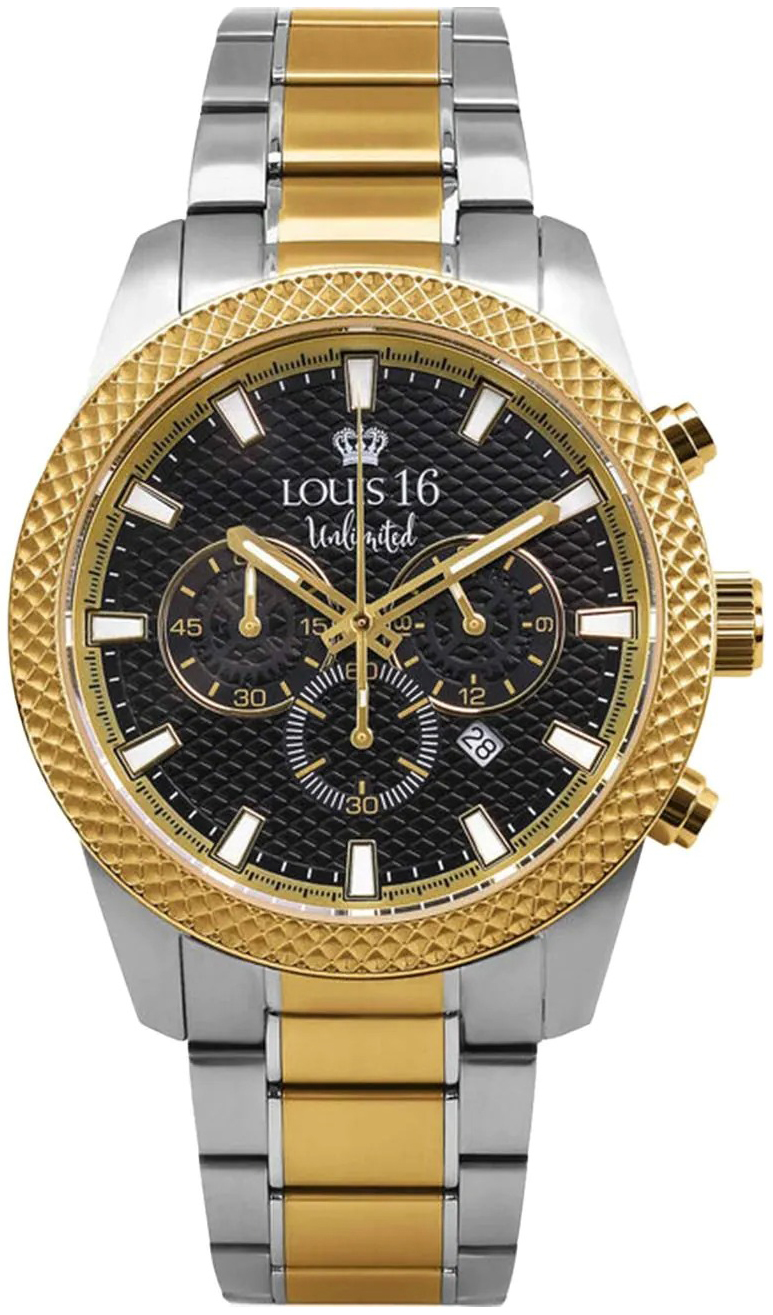 Louis XVI Herrklocka LXVI3340 Mirage Chrono Svart/Gulguldtonat st&aring;l