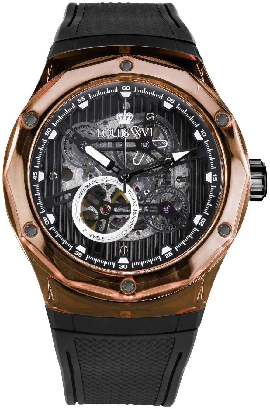 Louis XVI Herrklocka LXVI3883 La Lumiere Svart/Gummi &Oslash;45 mm