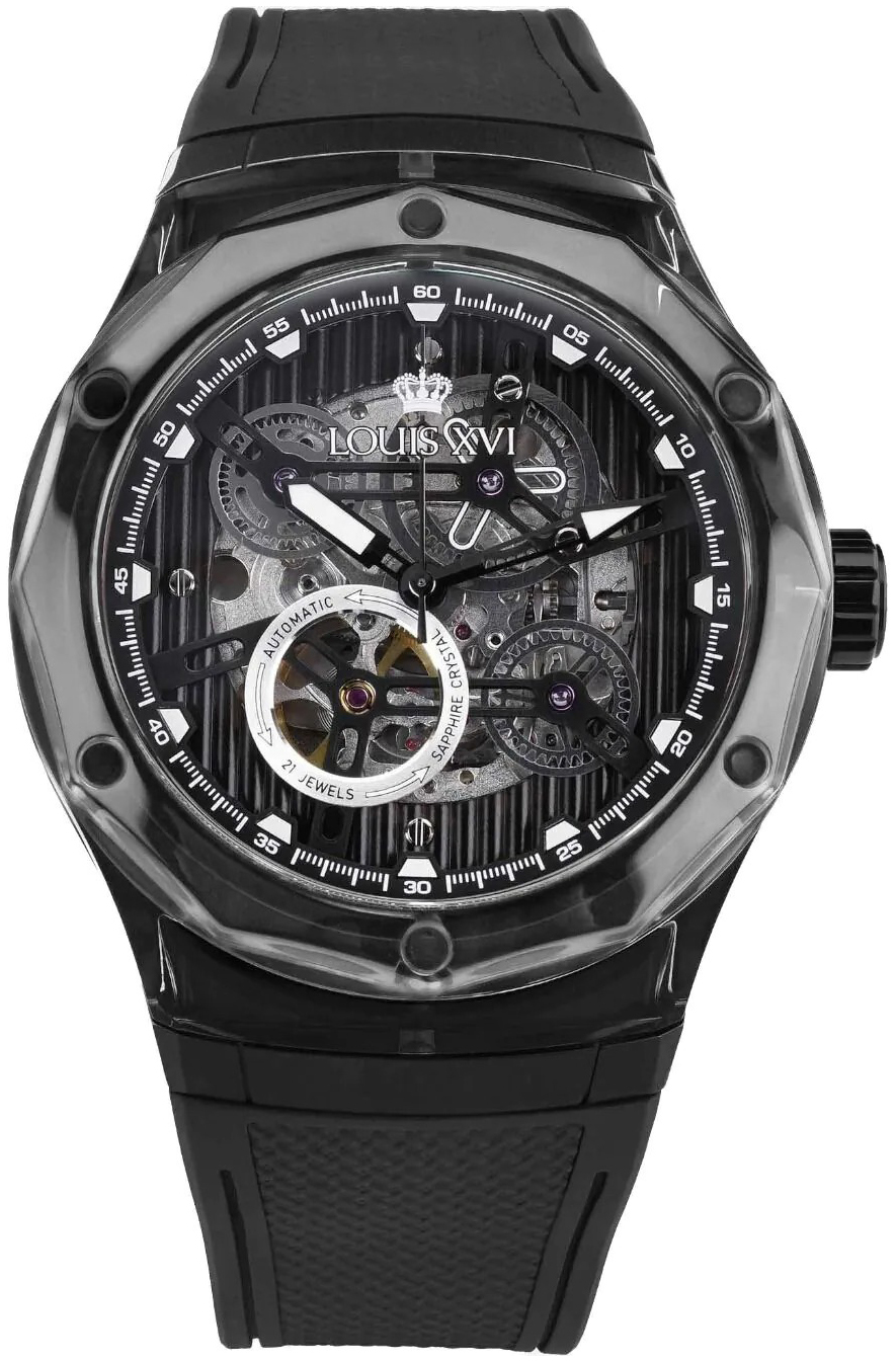 Louis XVI Herrklocka LXVI3884 La Lumiere Svart/Gummi &Oslash;45 mm