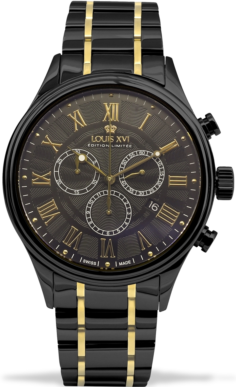 Louis XVI Herrklocka LXVI980 Danton Svart/St&aring;l &Oslash;44 mm