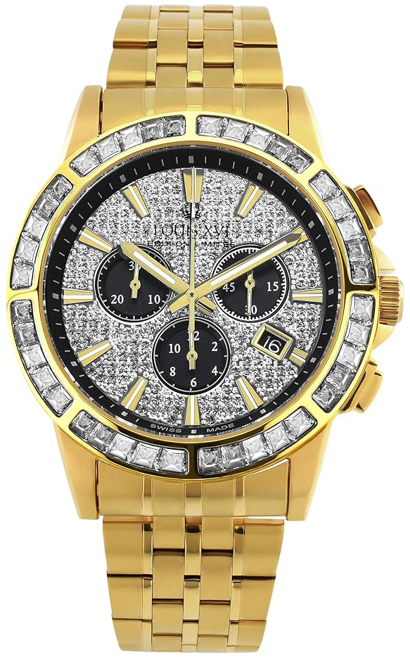 Louis XVI Herrklocka XLXVI1130 Majeste Iced Out Svart/Gulguldtonat