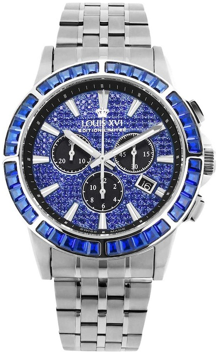 Louis XVI Herrklocka XLXVI1133 Majeste Iced Out Blå/Stål Ø43 mm - Louis XVI