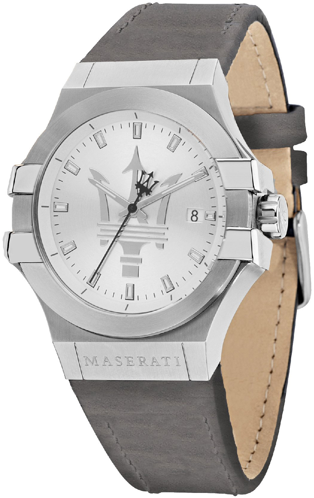 Maserati Herrklocka R8851108018 Potenza Silverf&auml;rgad/L&auml;der &Oslash;42 mm
