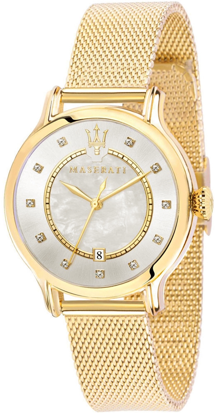 Maserati Damklocka R8853118512 Epoca Vit/Gulguldtonat st&aring;l &Oslash;34 mm