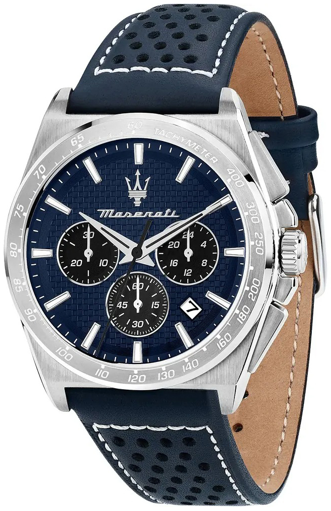 Maserati Herrklocka R8871652001 Velocita Bl&aring;/L&auml;der &Oslash;43 mm