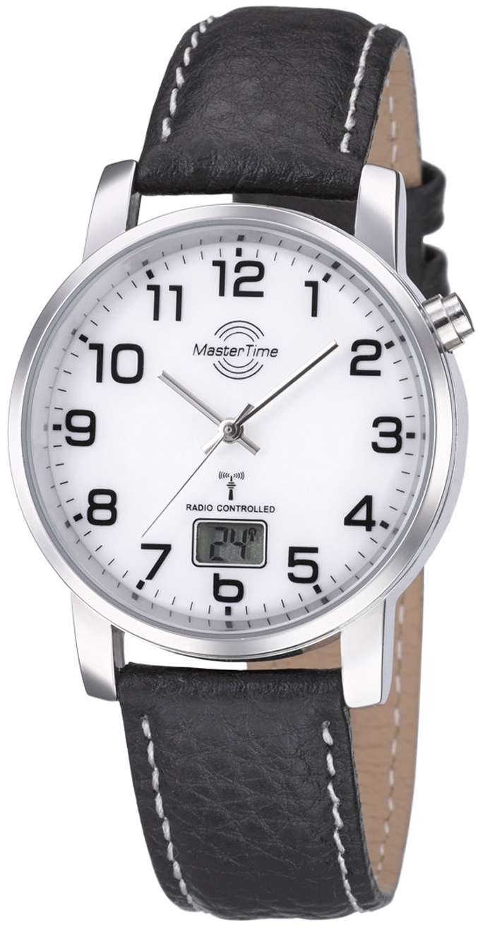 Master Time Herrklocka MTGA-10294-12L Funk Basic Vit/Läder Ø41 mm - Master Time