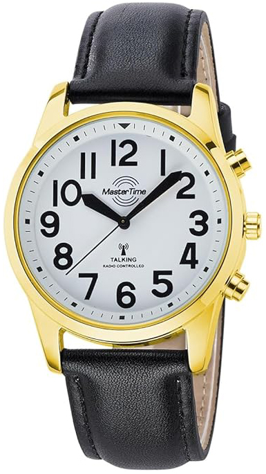 Master Time Herrklocka MTGA-10940-12L Talking Vit/L&auml;der &Oslash;43 mm