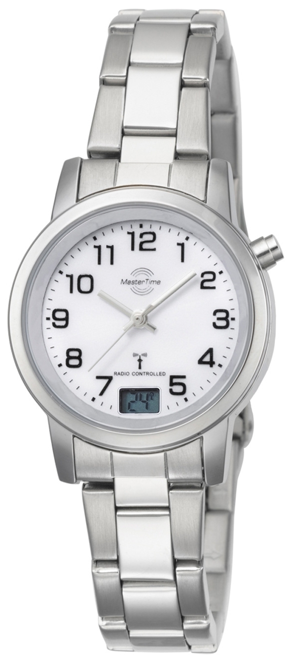 Master Time Damklocka MTLA-10301-12M Funk Basic Vit/Stål Ø34 mm - Master Time