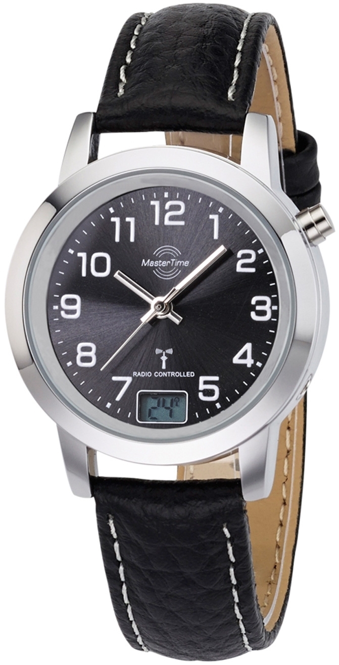 Master Time Damklocka MTLA-10577-24L Funk Basic Svart/Läder Ø34 mm - Master Time
