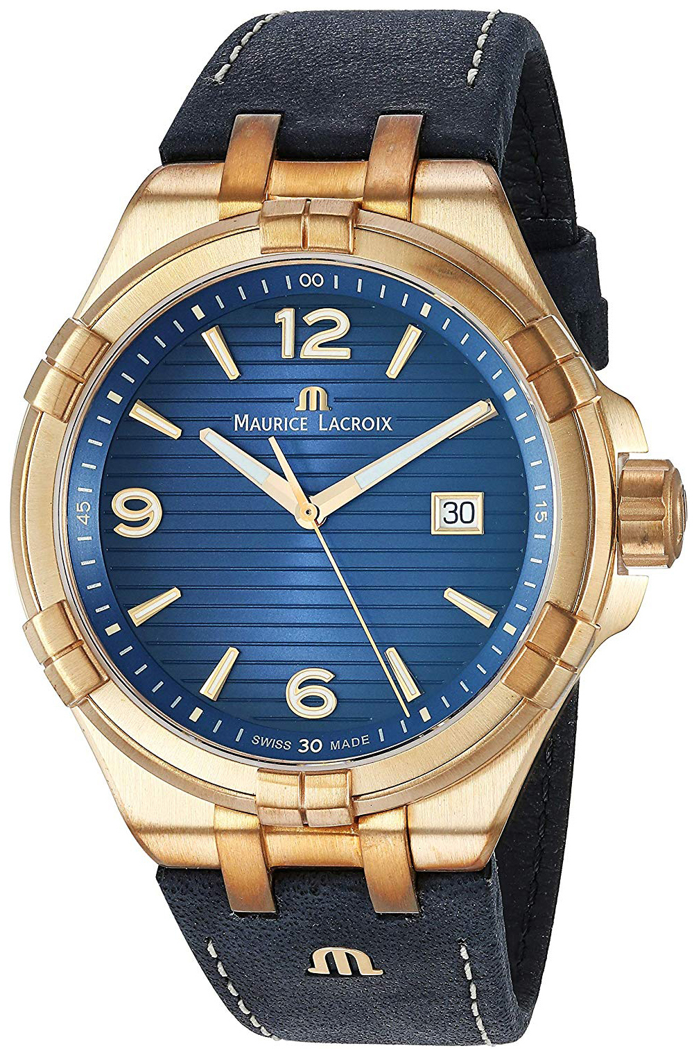 Maurice Lacroix Herrklocka AI1028-BRZ01-420-1 Aikon Bl&aring;/L&auml;der &Oslash;44