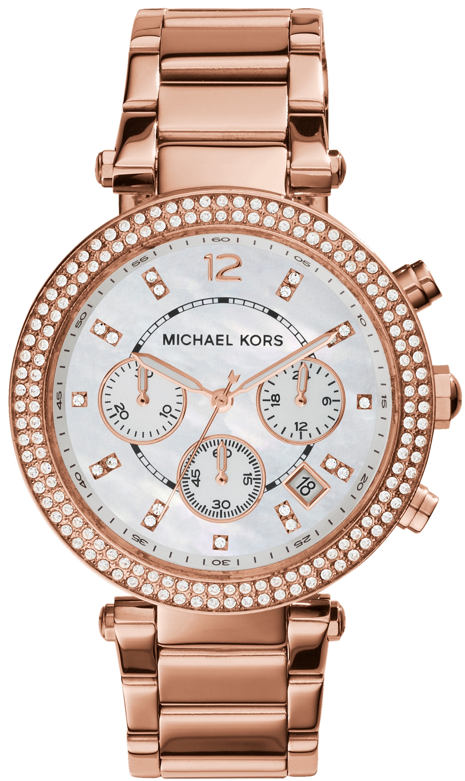 Michael Kors Damklocka MK5491 Parker Vit/Roséguldstonat stål Ø39 mm - Michael Kors