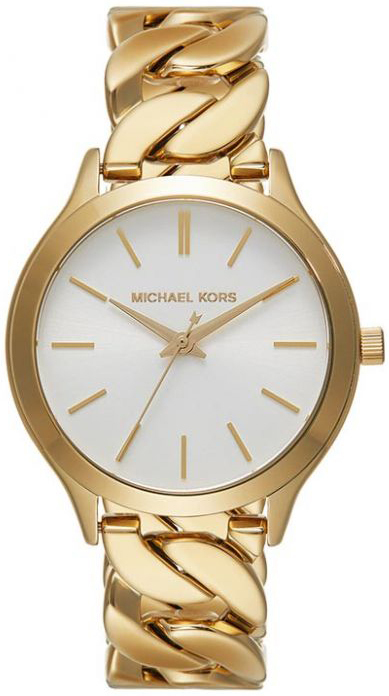Michael Kors Damklocka MK7472 Slim Runway Vit/Gulguldtonat stål Ø38 - Michael Kors