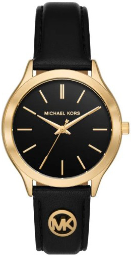 Michael Kors Damklocka MK7482 Slim Runway Svart/Läder Ø38 mm - Michael Kors