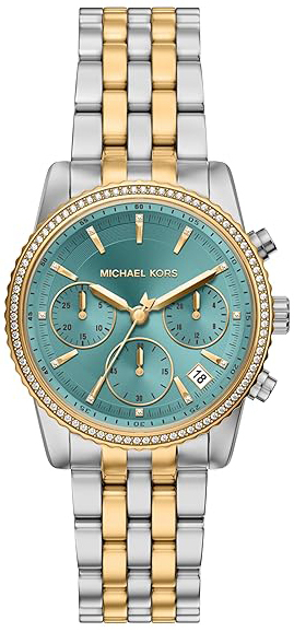 Michael Kors Damklocka MK7582 Bryant Bl&aring;/Gulguldtonat st&aring;l &Oslash;35 mm